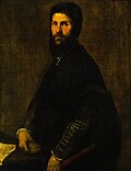 Man holding a flutelabel QS:Len,"Man holding a flute"label QS:Lpl,"Mężczyzna trzymający flet"  circa 1560-1565